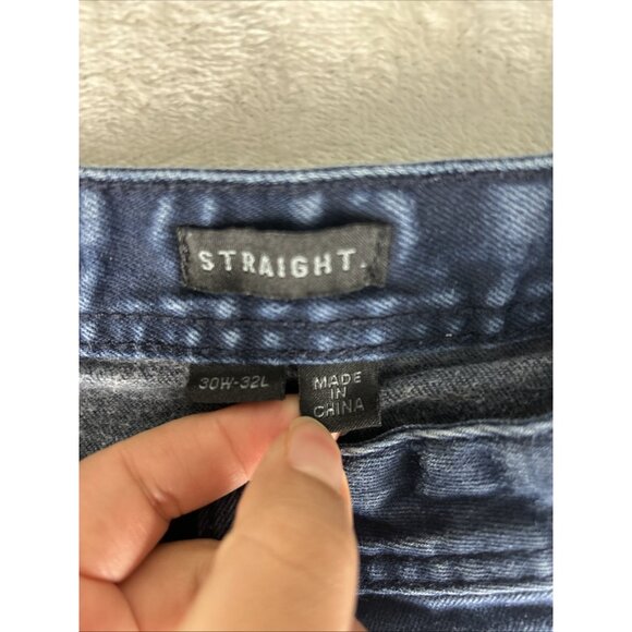 Superdry Mens Jeans 30 X 32 Blue Officer Straight Copper Black Denim Button Fly - Picture 7 of 13